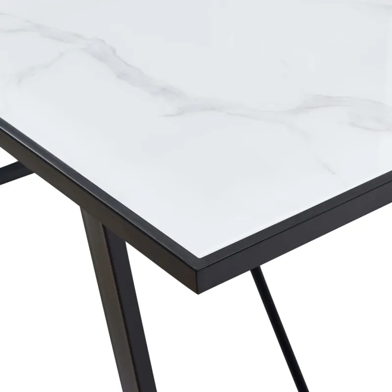 Valgomojo stalas, baltas, 160x80x75cm, grūdintas stiklas