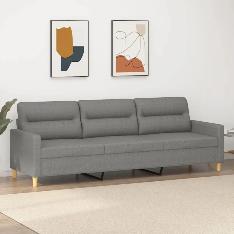 Trivietė sofa, tamsiai pilkos spalvos, 210cm, audinys