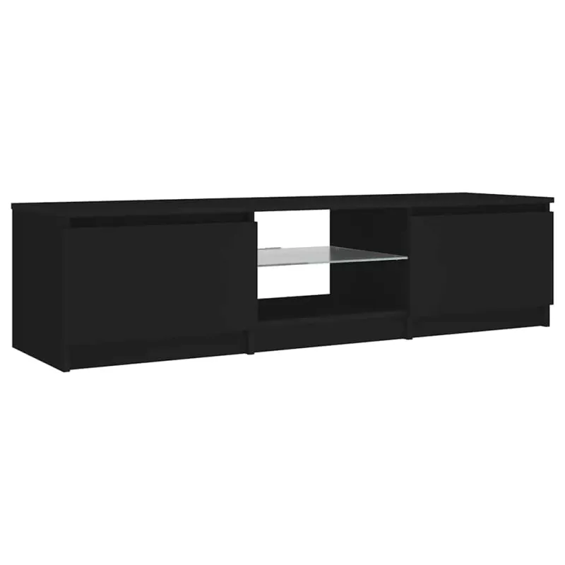 Televizoriaus spintelė su LED apšvietimu, juoda, 140x40x36cm