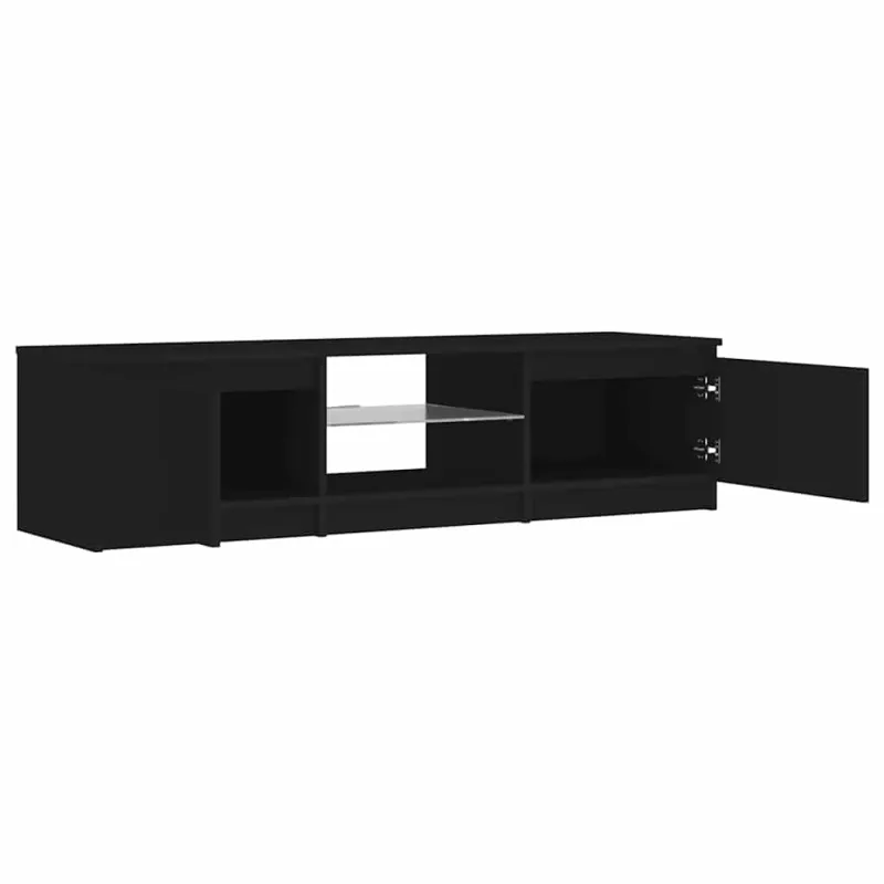Televizoriaus spintelė su LED apšvietimu, juoda, 140x40x36cm