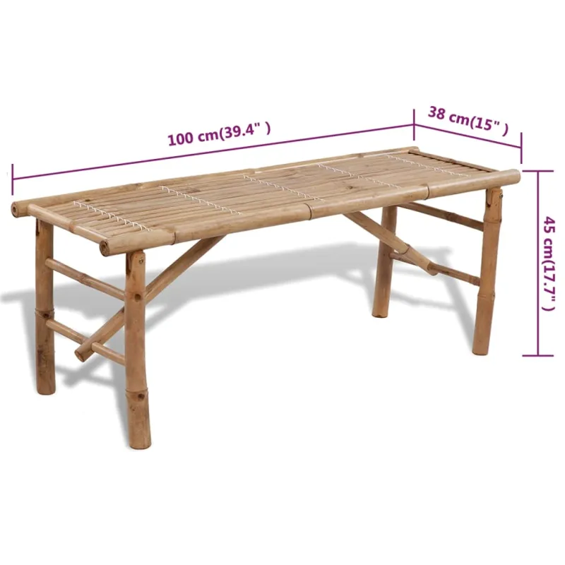 Olutpöytä kahdella jakkaralla, 100 cm, bambumateriaalia