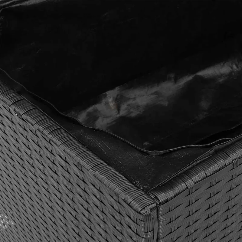 Sodo daiktadėžė, juoda, 110x55x63cm, poliratanas ir akacija