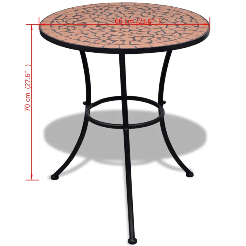Bistro-pöytä, terakotan sävy, 60 cm, mosaiikkikuvio