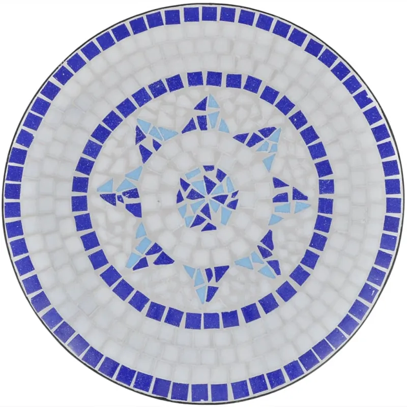 Bistro-pöytä, sinisen ja valkoisen värinen, 60 cm, mosaiikkikuvio