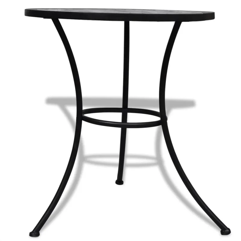 Bistro-pöytä, musta ja valkoinen väri, 60 cm, mosaiikkikuvio