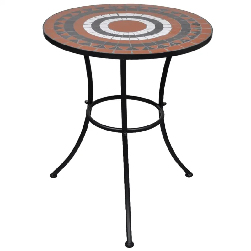 Bistro-pöytä, terrakotta ja valkoinen väri, 60 cm, mosaiikkikuvio