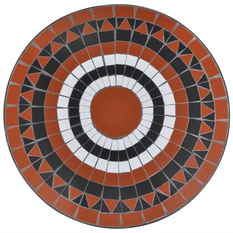 Bistro-pöytä, terrakotta ja valkoinen väri, 60 cm, mosaiikkikuvio