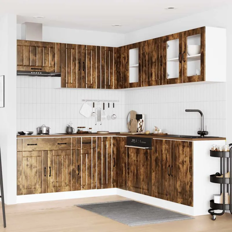 Virtuvinių spintelių komplektas, 11 dalių, Lucca, dūminio