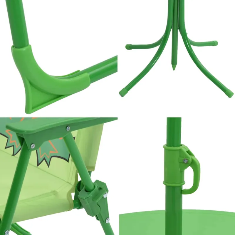 Vaik. Bistro kalustekokonaisuus aurinkovarjolla, 3D, vihreä