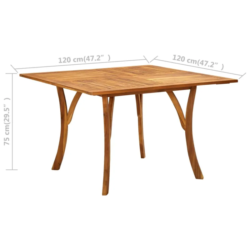 Sodo stalas, 120x120x75cm, akacijos medienos masyvas