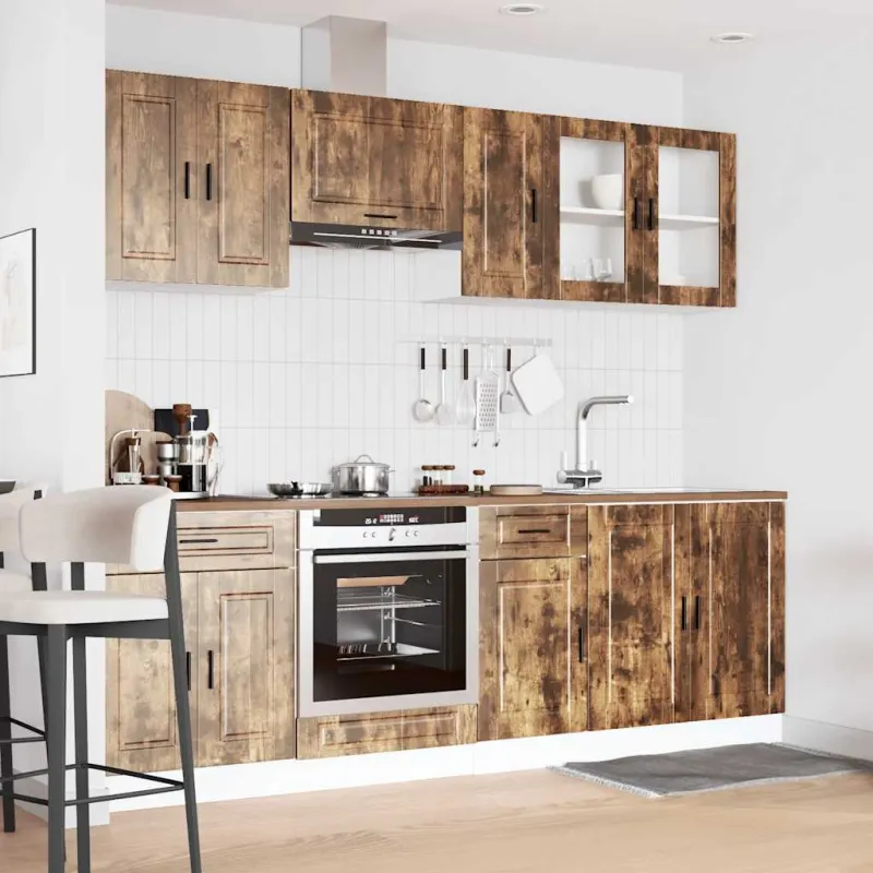 Virtuvinių spintelių komplektas, 8 dalių, Porto, dūminio