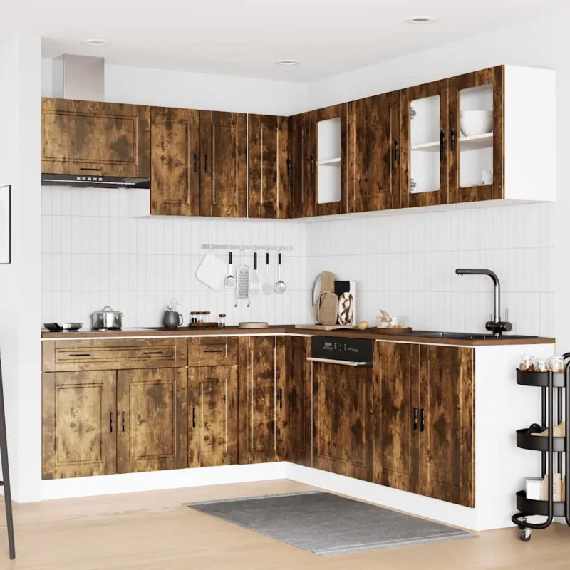 Virtuvinių spintelių komplektas, 11 dalių, Porto, dūminio