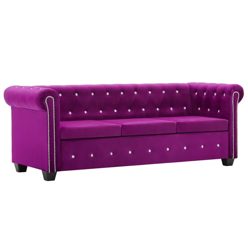 Triv. Chesterfield sofa, aksominis apmuš., 199x75x72cm, violet.