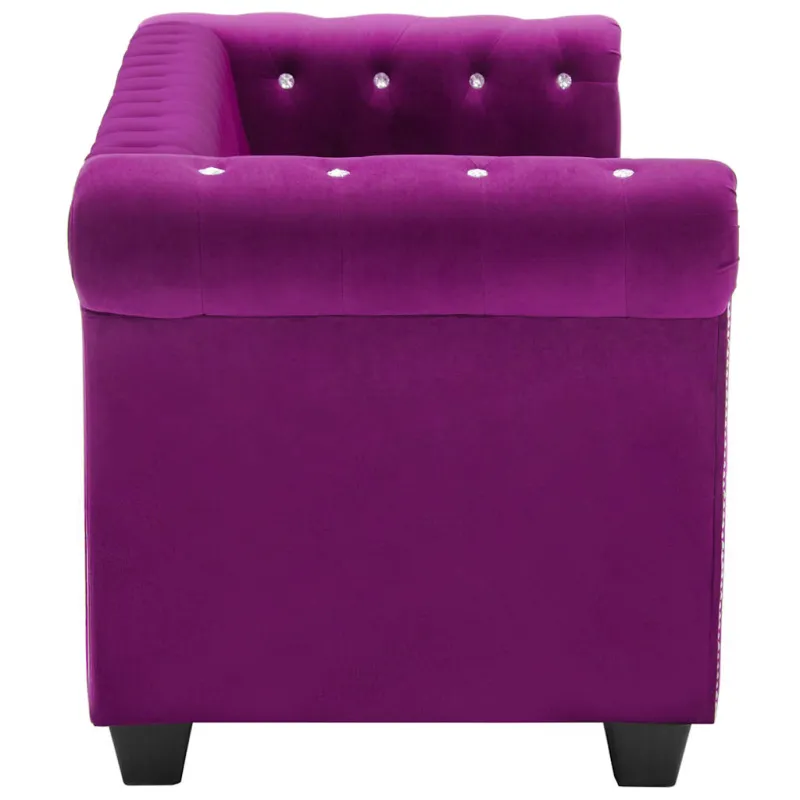 Triv. Chesterfield sofa, aksominis apmuš., 199x75x72cm, violet.