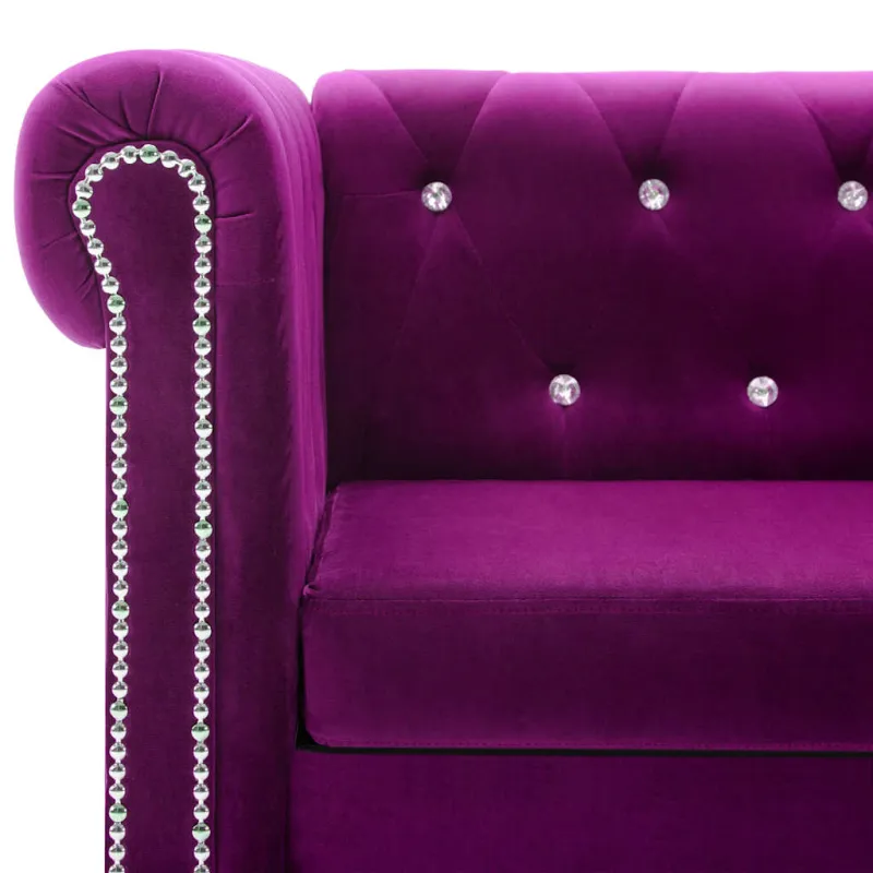 Triv. Chesterfield sofa, aksominis apmuš., 199x75x72cm, violet.