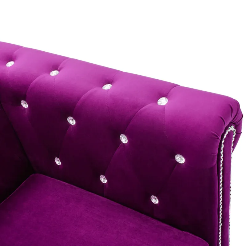Triv. Chesterfield sofa, aksominis apmuš., 199x75x72cm, violet.