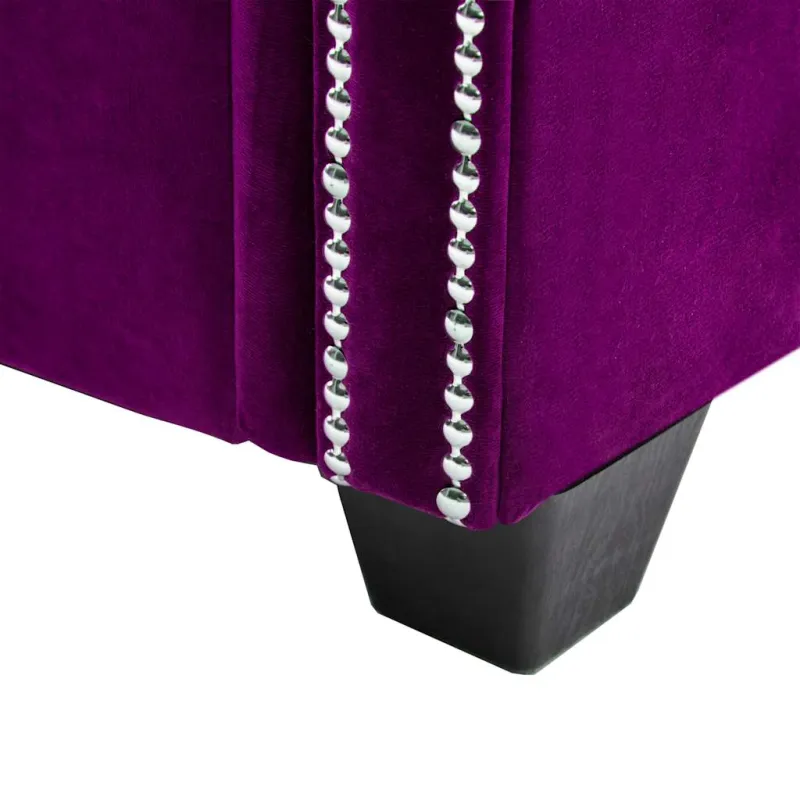 Triv. Chesterfield sofa, aksominis apmuš., 199x75x72cm, violet.