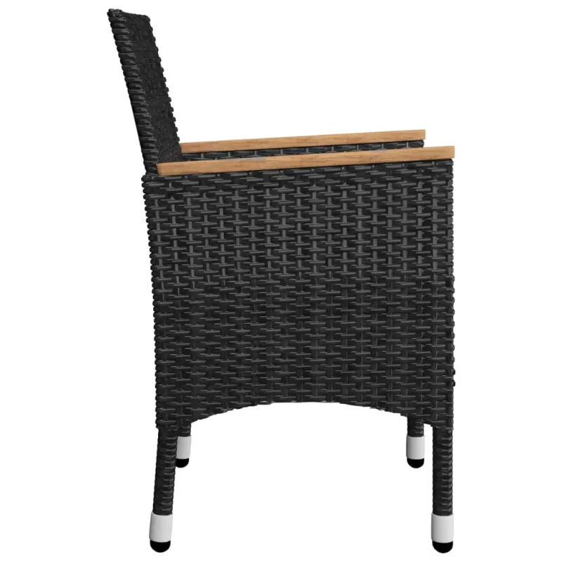 Sodo valgomojo baldų komplektas, 5 dalių, juodos spalvos