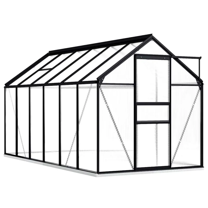Šiltnamis su pagrindo rėmu, antracito, aliuminis, 7,03m²