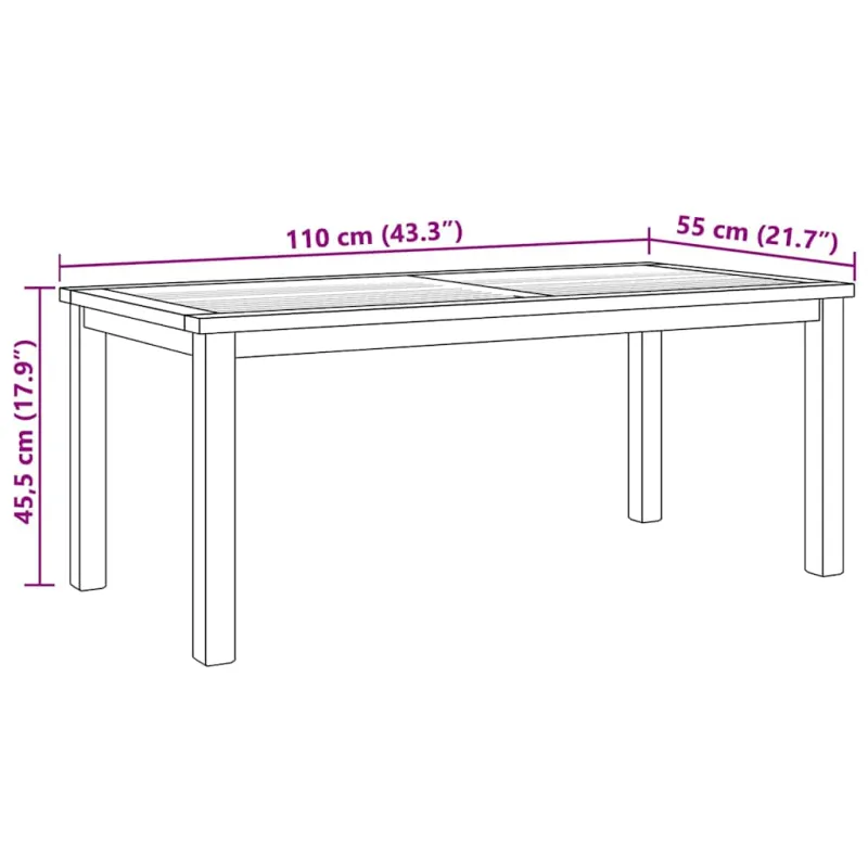 Kahvila- ja sohvapöytä Ruskea 110 x 55 x 45 cm Kestävästä teekasta puuta