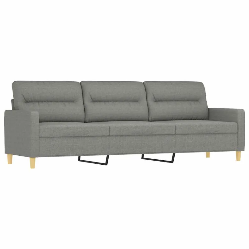 Trivietė sofa su pagalvėmis, tamsiai pilka, 210cm, audinys