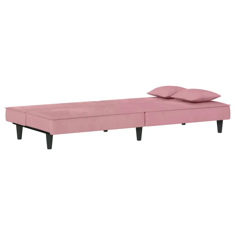 Sofa-lova, rožinės spalvos, aksomas