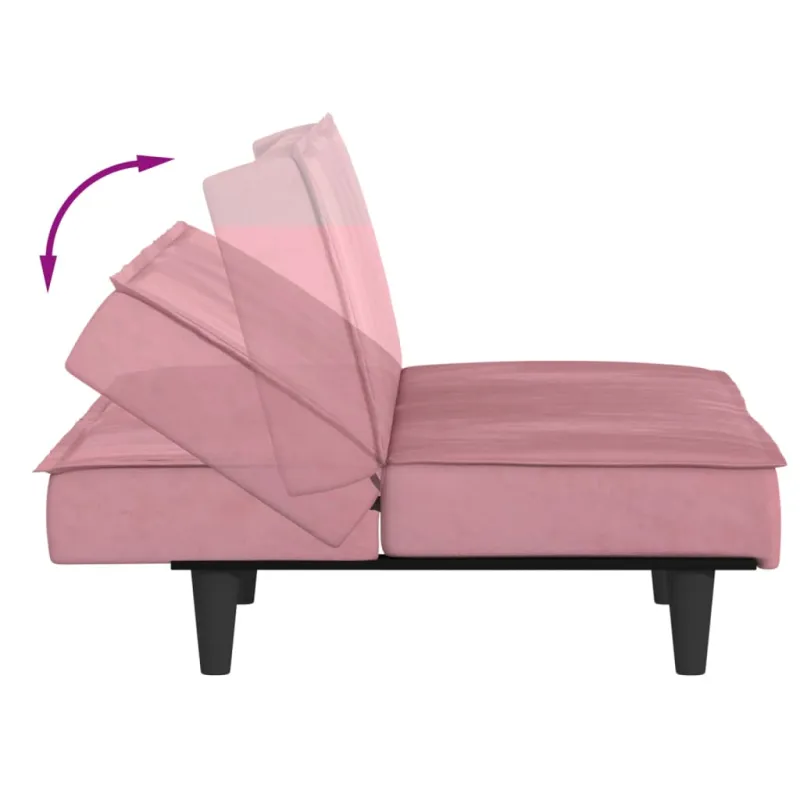 Sofa-lova, rožinės spalvos, aksomas