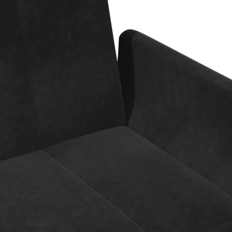 Dvivietė sofa-lova su pakoja, juodos spalvos, aksomas