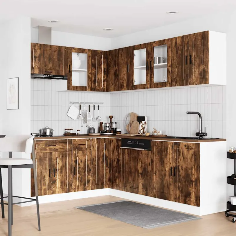 Virtuvinių spintelių komplektas, 11 dalių, Porto, dūminio