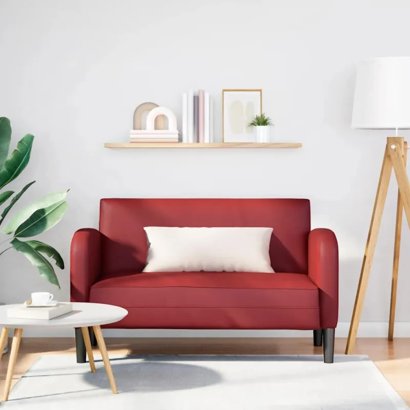 Loveseat sofa, vyno raudona, 110cm, dirbtinė oda