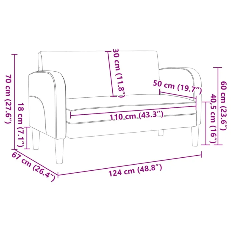 Loveseat sofa, vyno raudona, 110cm, dirbtinė oda