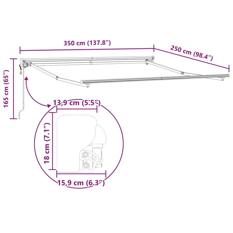 Markizės rėmas Raudona ir balta 350 x 250 cm