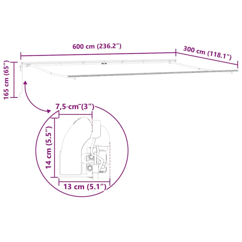 Ištraukiama markizė Raudona ir balta 600 × 300 cm