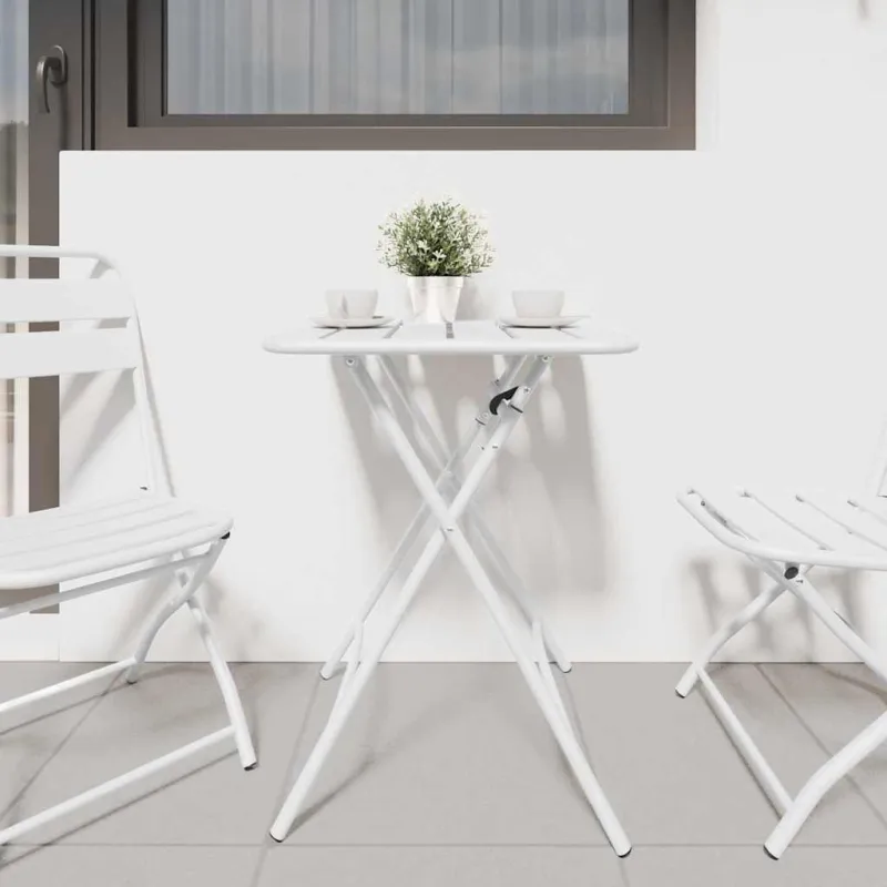 Bistro-pöytä Valkoinen 55 x 55 x 72,5 cm Pulverimaalattu teräs