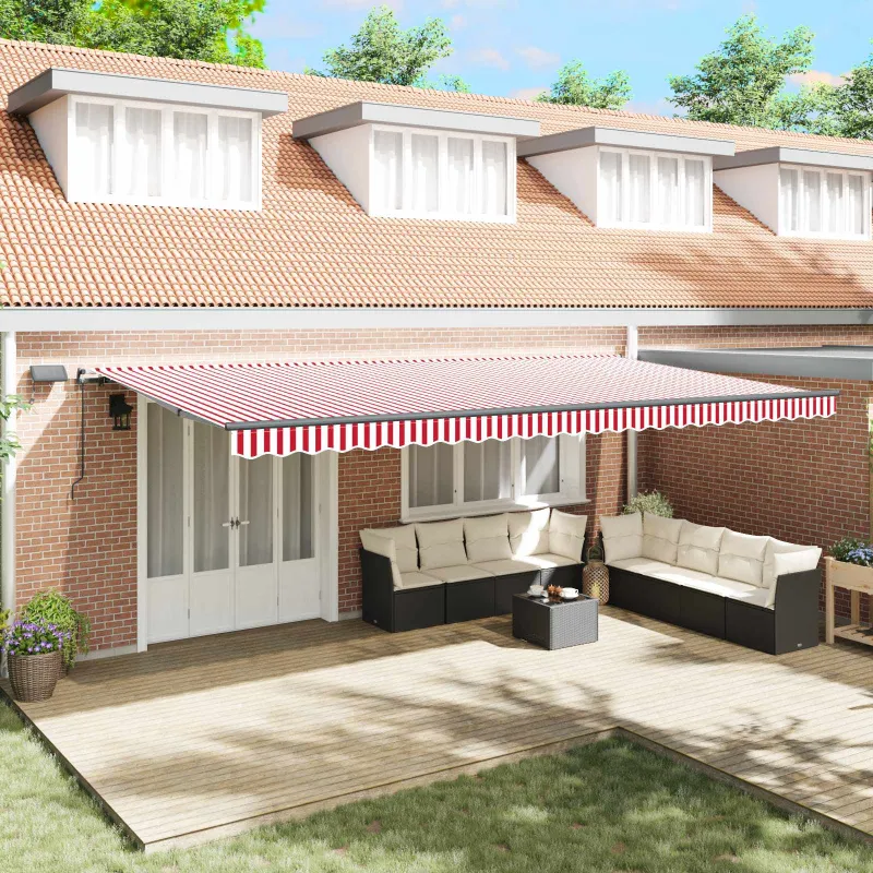 Ištraukiama markizė Raudona ir balta 600 × 300 cm