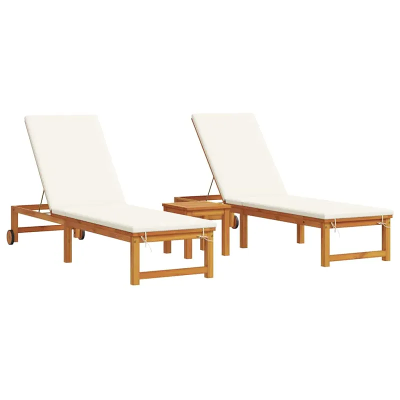 Saulės gultas 3 pcs Ruda Kietos akacijos mediena