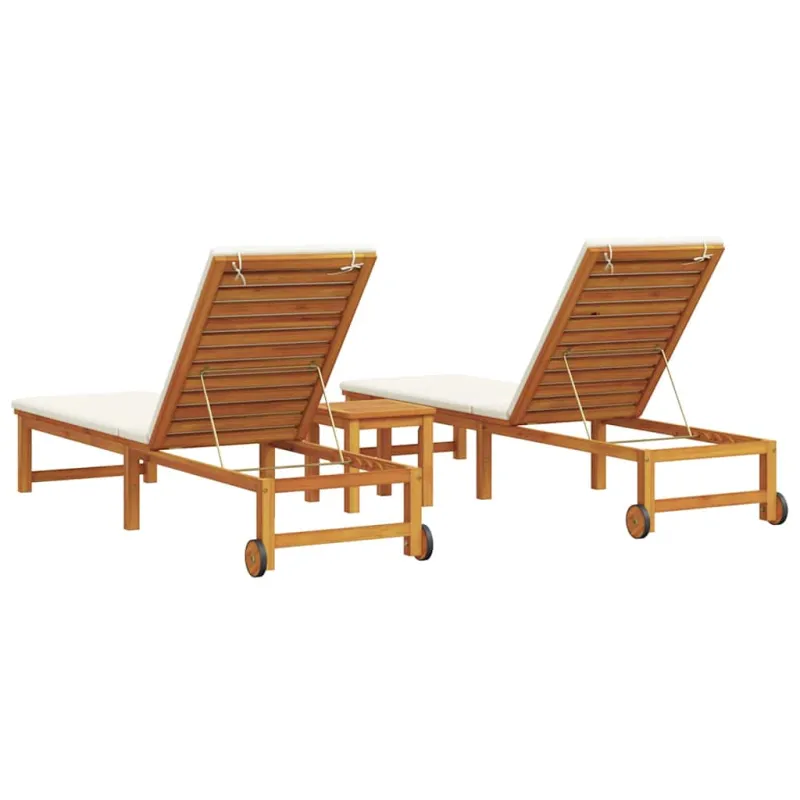 Saulės gultas 3 pcs Ruda Kietos akacijos mediena