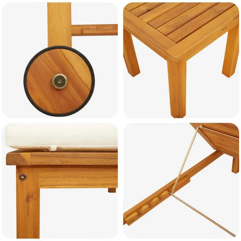 Saulės gultas 3 pcs Ruda Kietos akacijos mediena