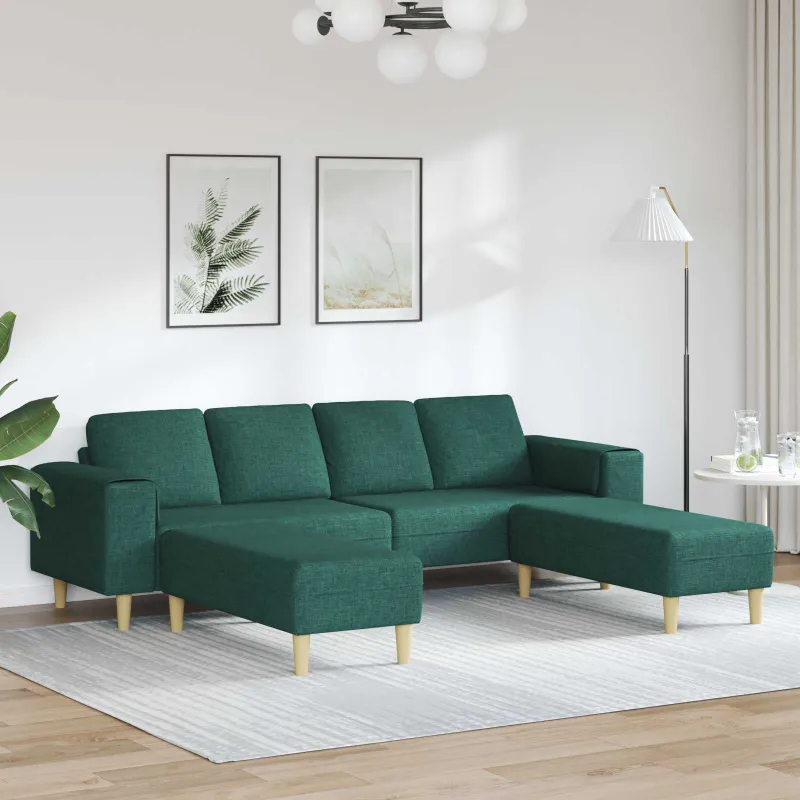 Svetainės sofa 3 pcs Tamsiai žalia Poliesteris
