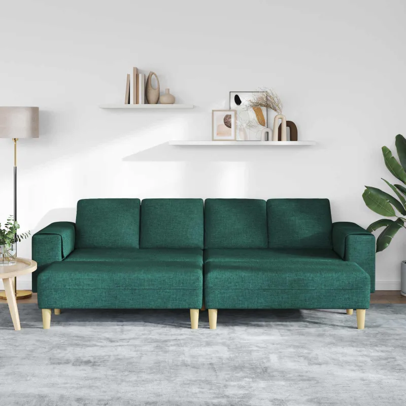 Svetainės sofa 3 pcs Tamsiai žalia Poliesteris