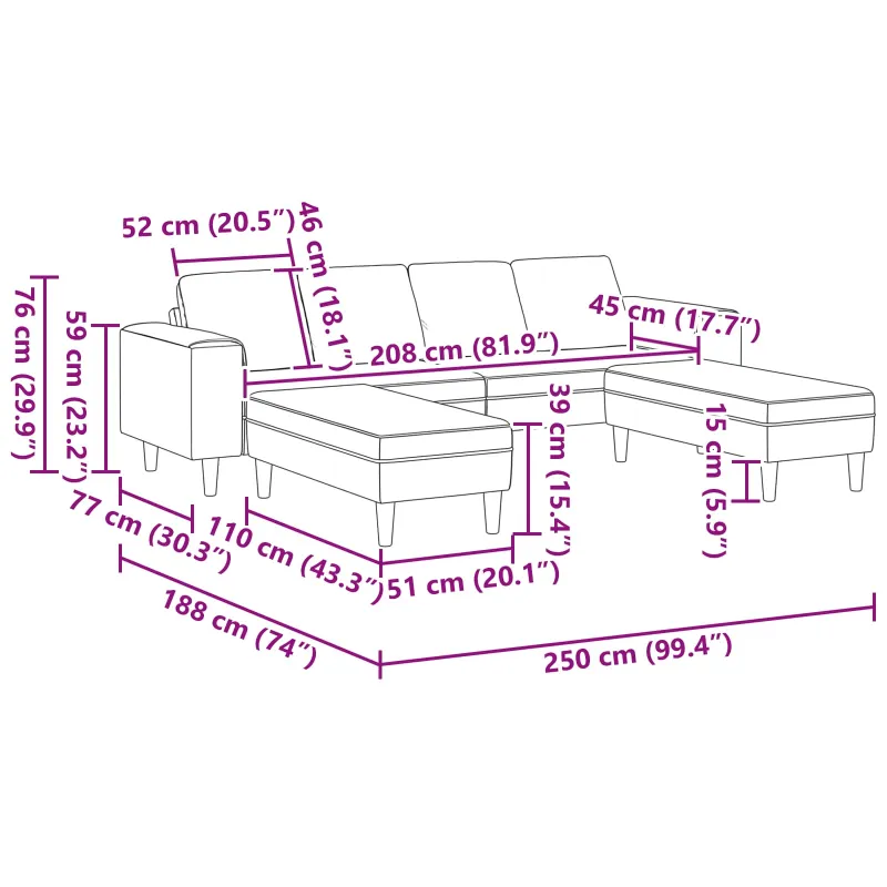 Svetainės sofa 3 pcs Tamsiai žalia Poliesteris