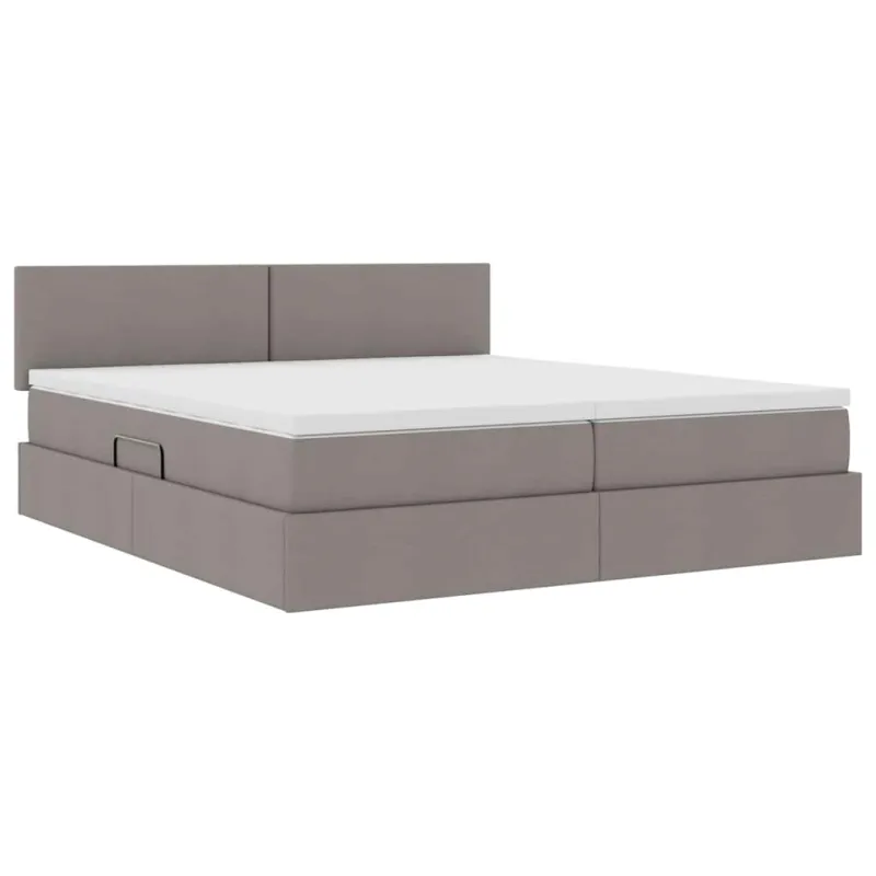 Saugos lova su čiužiniu Taupe 200 x 200 cm Dirbtinė oda