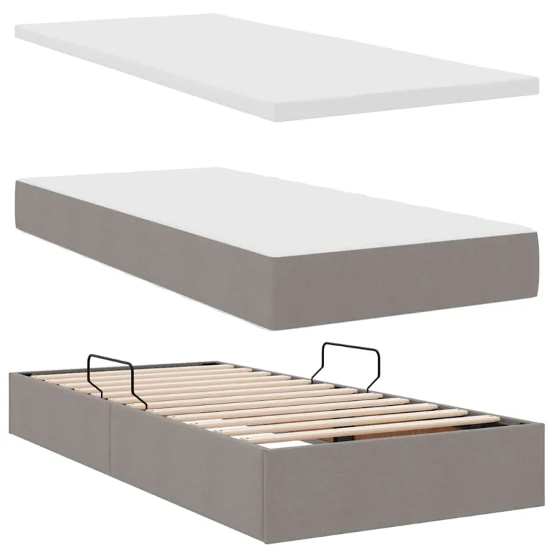 Saugos lova su čiužiniu Taupe 200 x 200 cm Dirbtinė oda