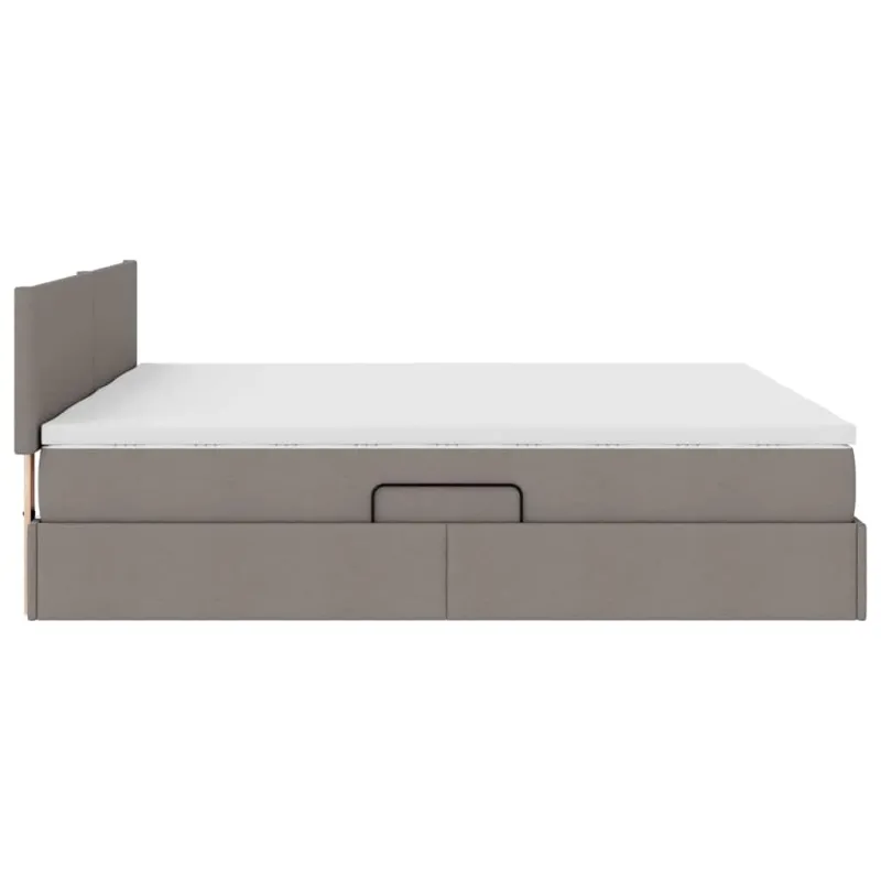 Saugos lova su čiužiniu Taupe 200 x 200 cm Dirbtinė oda