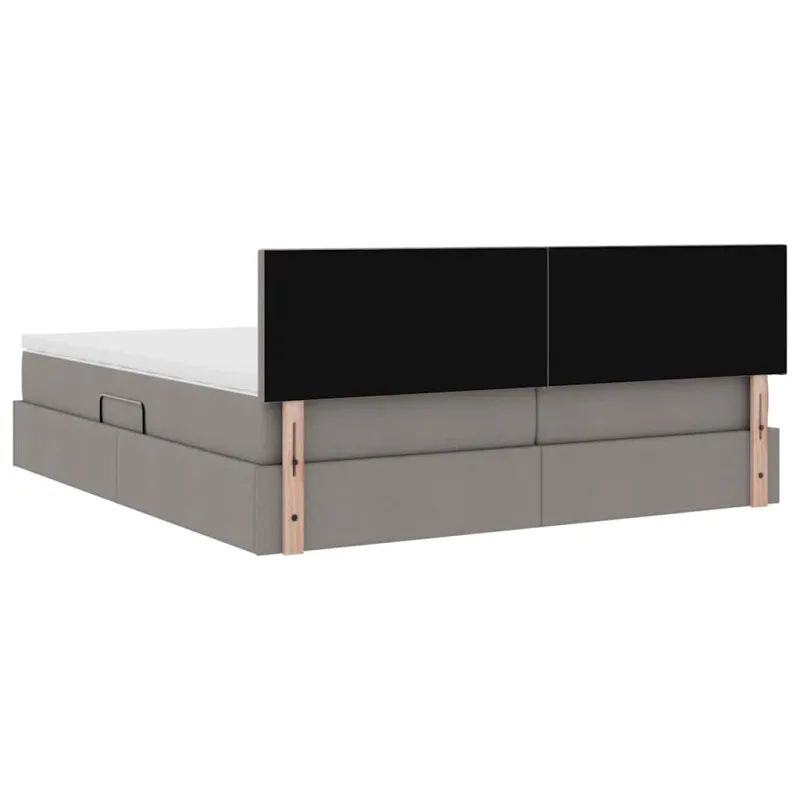 Saugos lova su čiužiniu Taupe 200 x 200 cm Dirbtinė oda