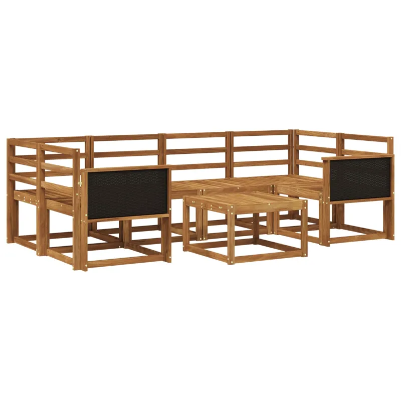 Lauko sofos komplektas 5 pcs Natūrali Kietos akacijos mediena