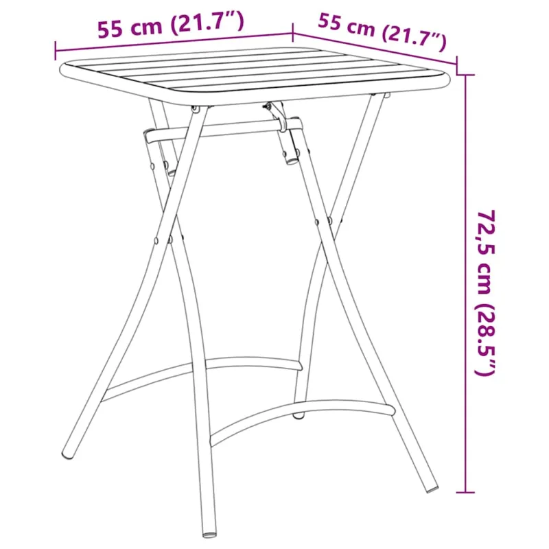 Bistro-pöytä Antrasiitti 55 x 55 x 72,5 cm, pulverimaalattu teräs