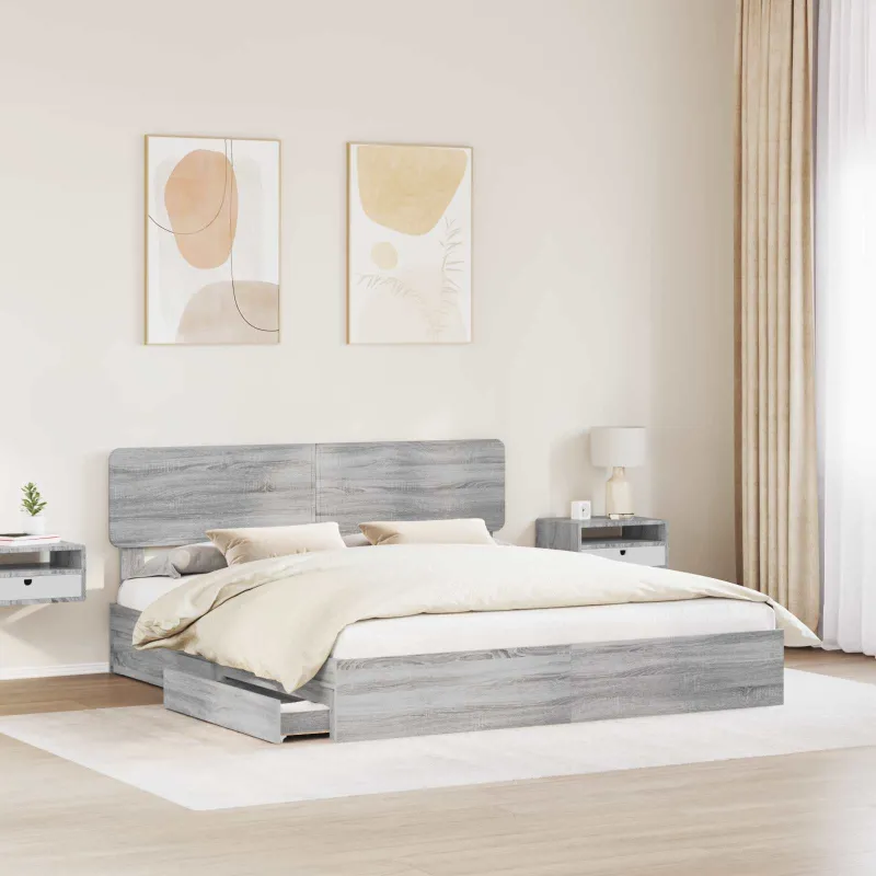 Saugos lova Pilkas Sonoma 180 x 200 cm Apdirbta mediena