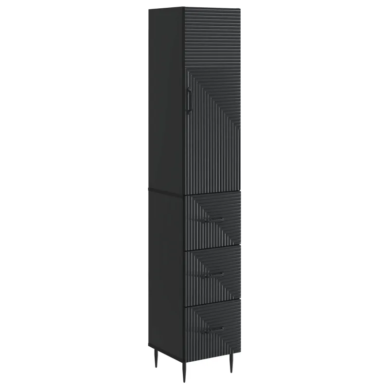 Spintelė 2 pcs Juoda 33 x 34,5 x 90 cm Apdirbta mediena