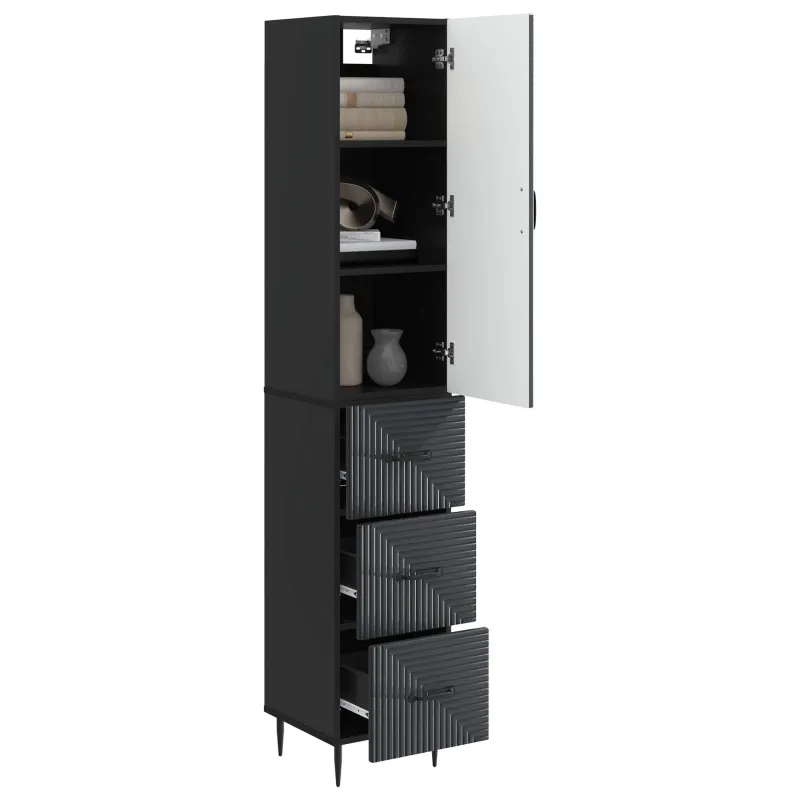 Spintelė 2 pcs Juoda 33 x 34,5 x 90 cm Apdirbta mediena
